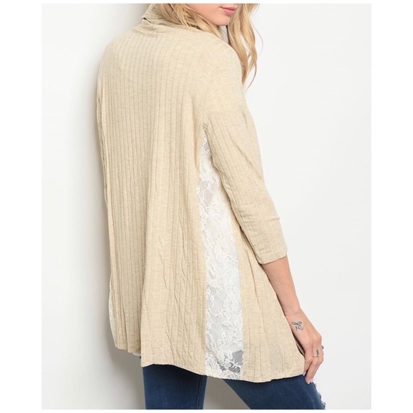 OATMEAL LACE CARDIGAN - Picture 4 of 6